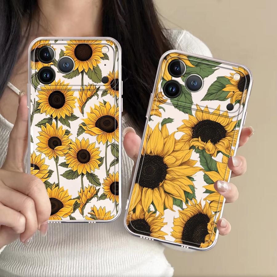 Phone Cases Transparent - Cute Sunflower Pattern Case for Apple