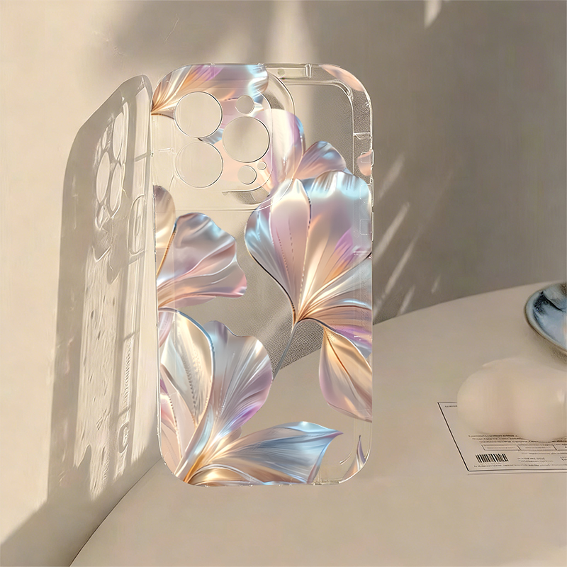 Phone Cases Transparent - Colorful Metallic Ginkgo Print Phone Case