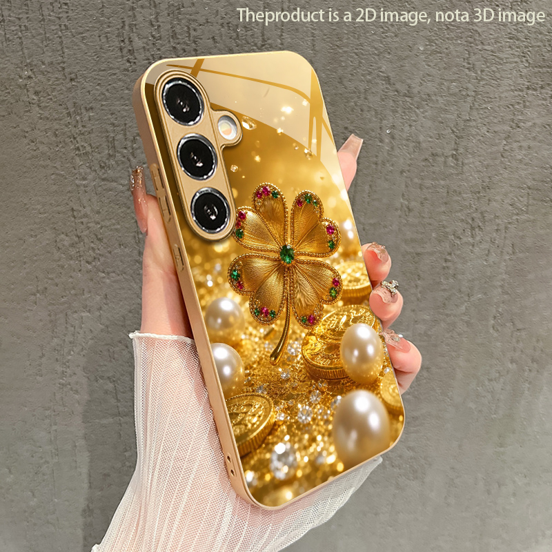 Phone Cases Metal - Colorful Gem Four-leaf Pattern 2D Phone