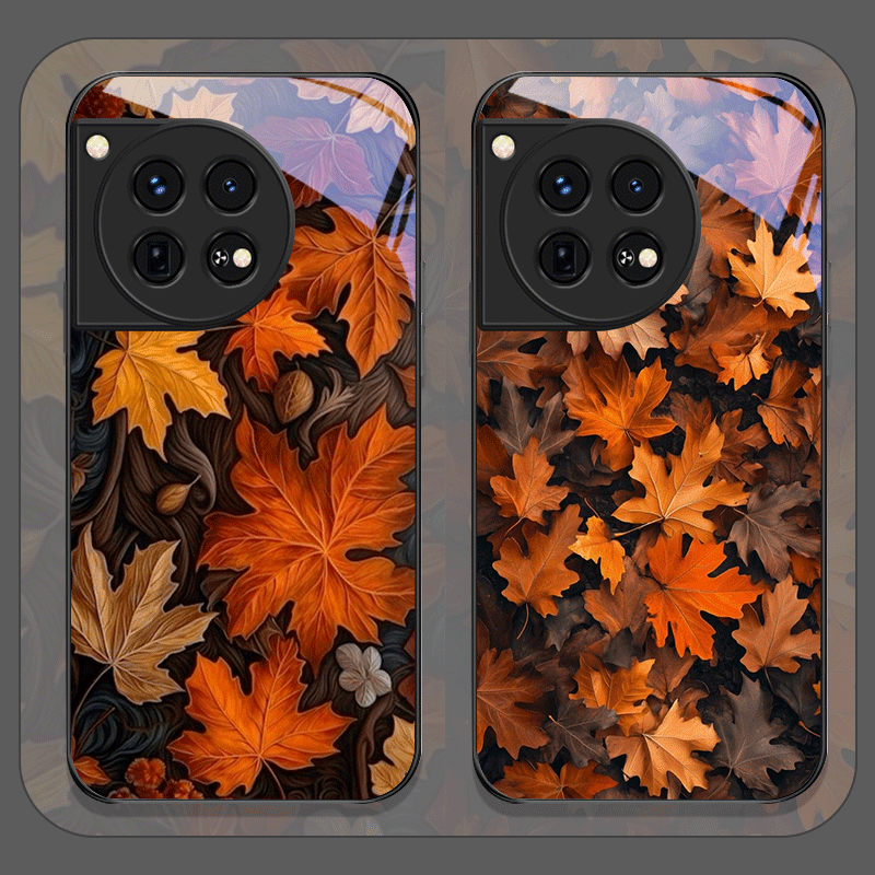 Phone Cases Oneplus - Hand-Painted Fall Maple Leaf Pattern Tempered
