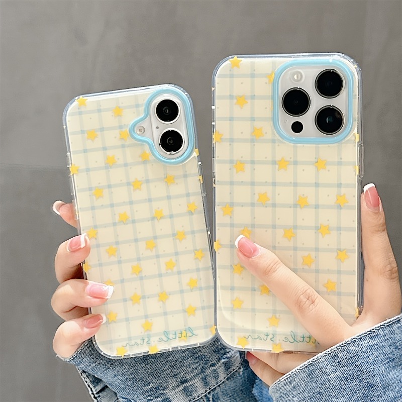 Phone Cases Unique - Yellow Star Checkered Pattern Phone Case