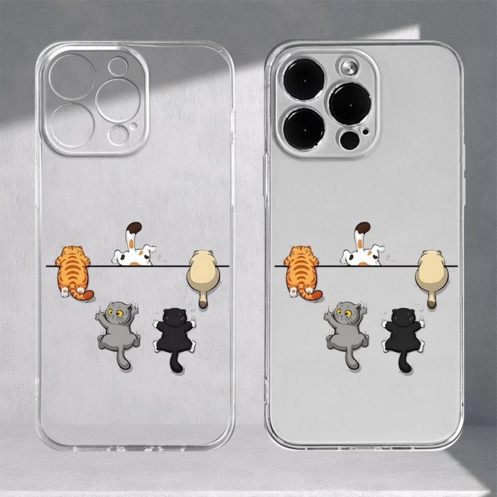 Phone Cases Transparent - Five Cute Cat Pattern Phone Case
