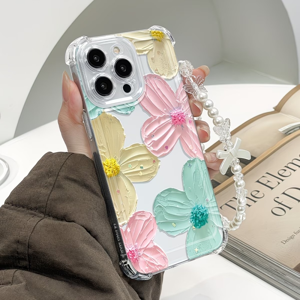 Phone Cases Transparent - Colorful Flower Clear TPU 4-Corner Anti-Drop
