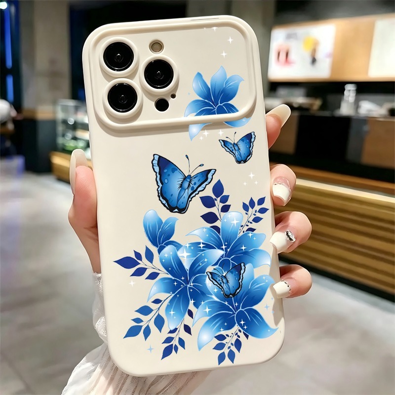 Phone Cases Unique - Blue Butterfly Floral Print Phone Case