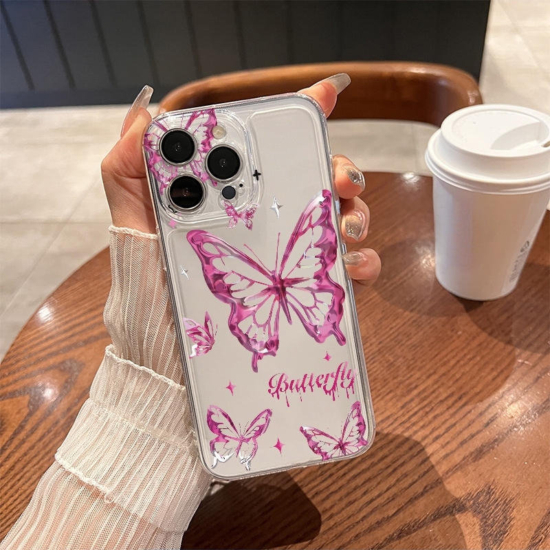 Phone Cases Transparent - Y2K Glitter Butterfly Phone Case For