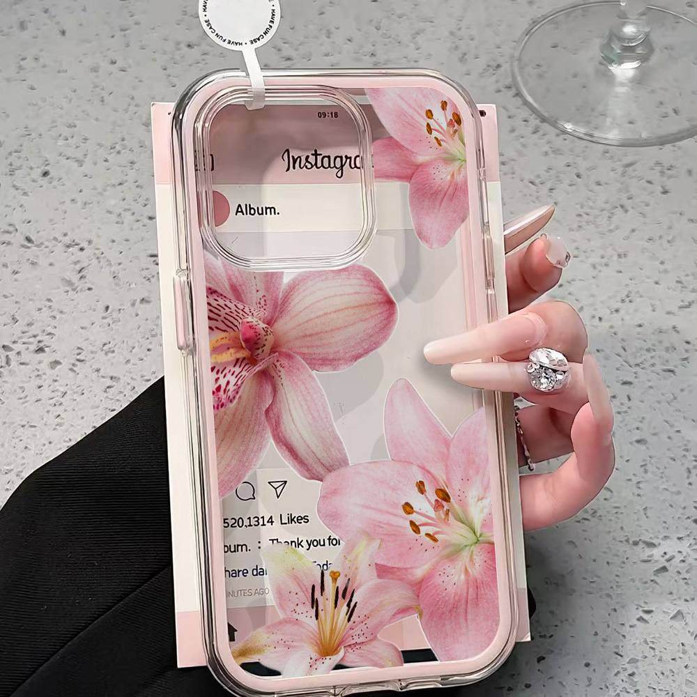 Pink Lily Flower Clear Phone C - огляд і ціна Phone Cases Transparent