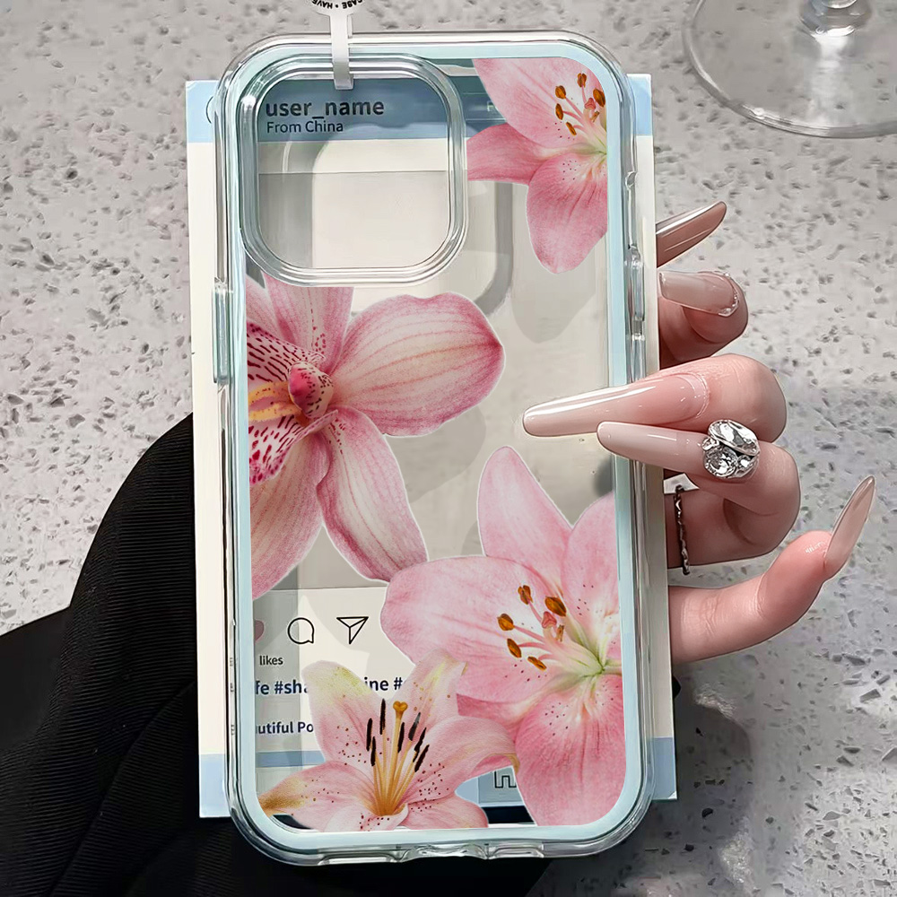 Pink Lily Flower Clear Phone C - огляд і ціна Phone Cases Transparent